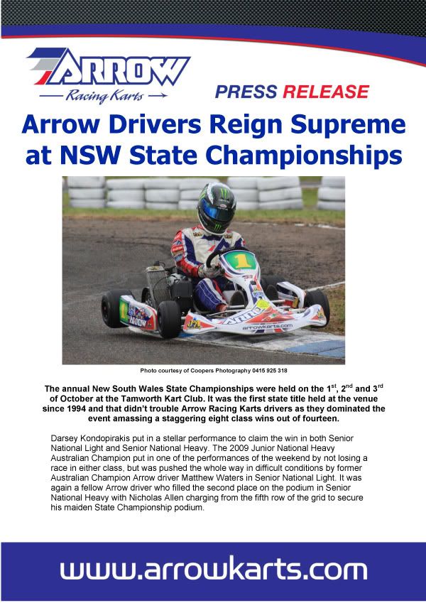 Karting Australia Arrow Drivers Reign Supreme at NSW State